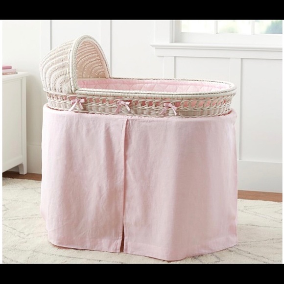 Pottery Barn Bassinet Bedding Set Pink Linen